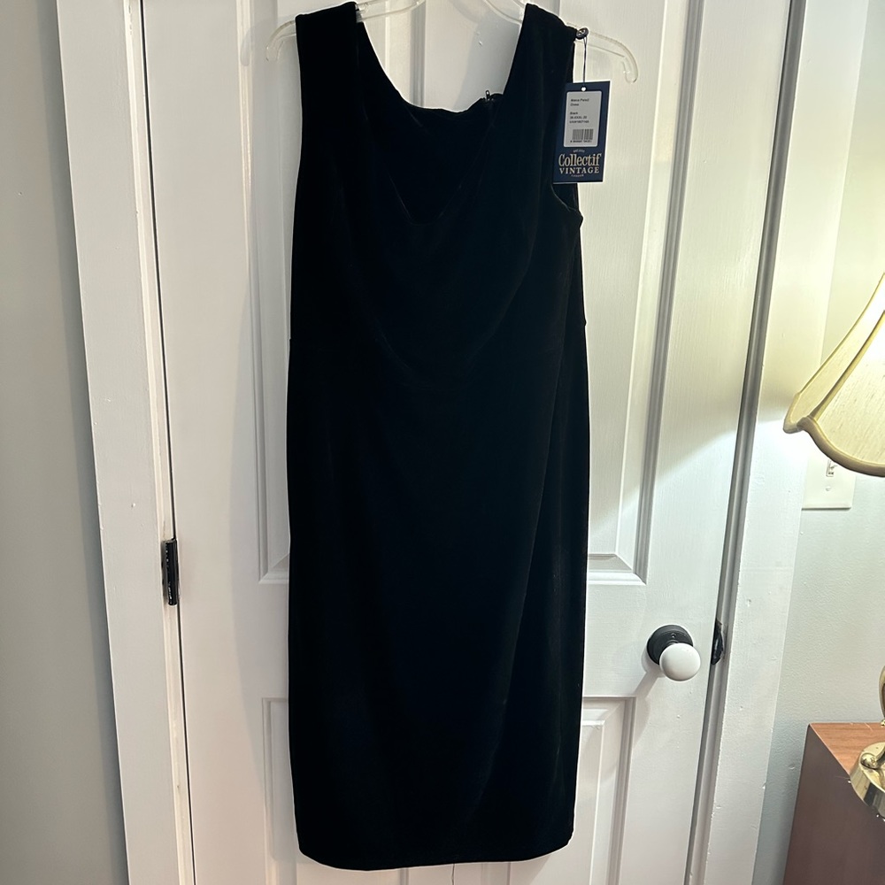 Collectif maica pencil dress black velvet size 3XL NWT